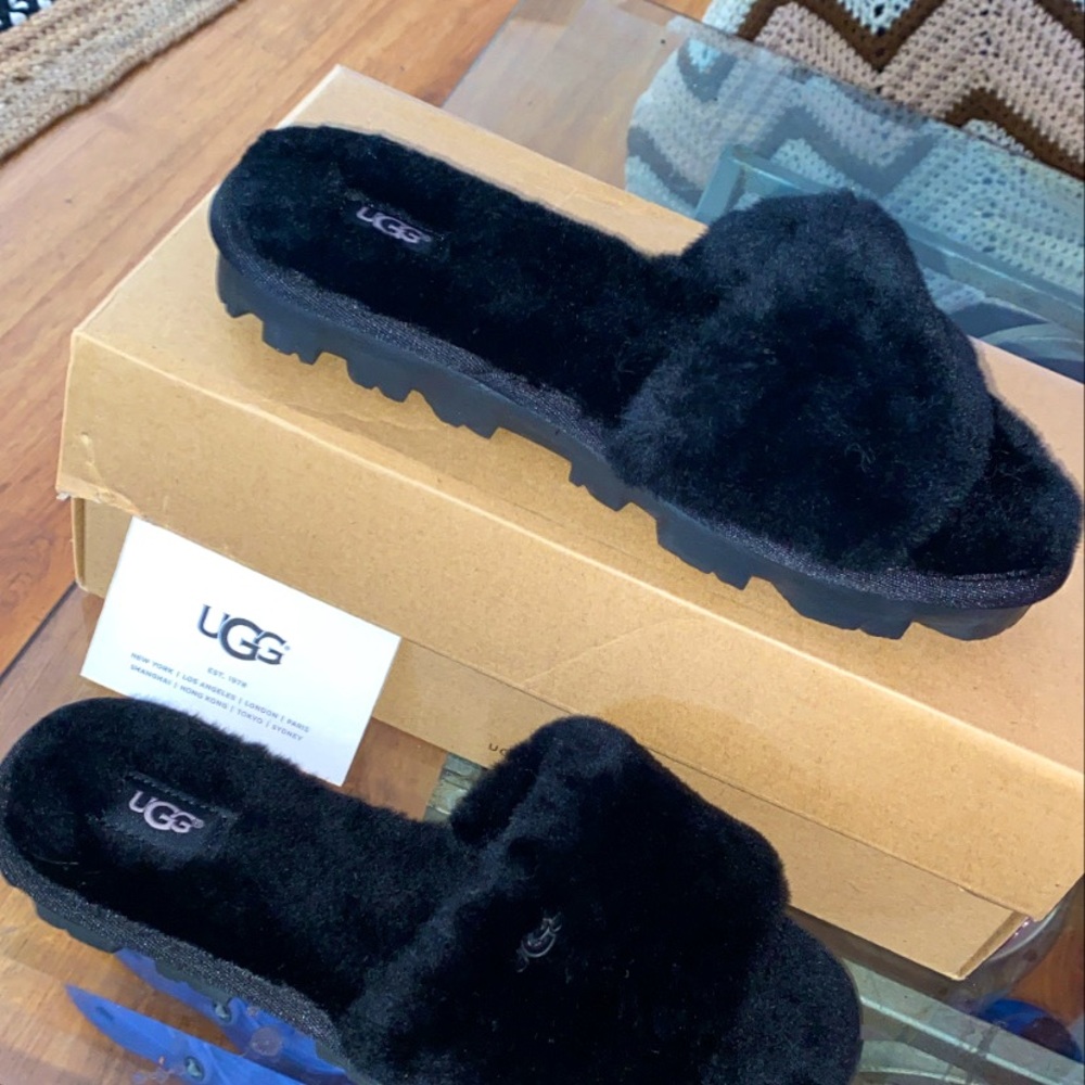 Black UGG slippers